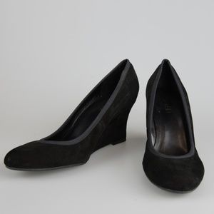 New Vaneli Black Suede Wedge Pump